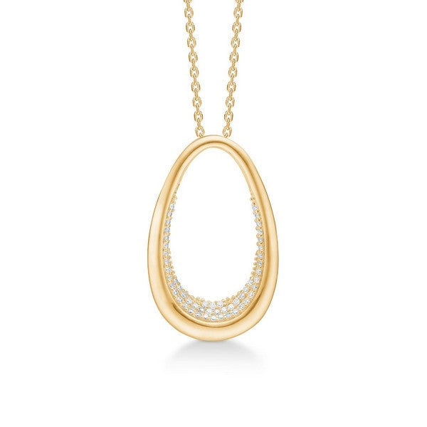 Diamond Ellipse vedhæng i 14 kt guld med ametyst og diamanter inkl. kæde – Mads Z (42–45 cm)